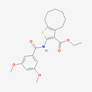 molecular formula C22H27NO5S B330743 Ethyl 2-[(3,5-dimethoxybenzoyl)amino]-4,5,6,7,8,9-hexahydrocycloocta[b]thiophene-3-carboxylate 