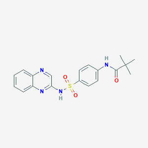 molecular formula C19H20N4O3S B330744 2,2-dimethyl-N-[4-(quinoxalin-2-ylsulfamoyl)phenyl]propanamide 