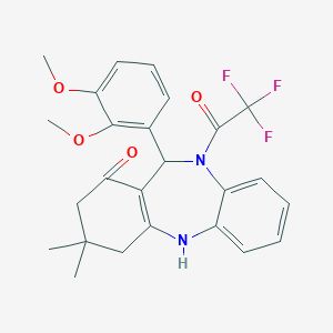 molecular formula C25H25F3N2O4 B330748 11-(2,3-dimethoxyphenyl)-3,3-dimethyl-10-(trifluoroacetyl)-2,3,4,5,10,11-hexahydro-1H-dibenzo[b,e][1,4]diazepin-1-one 