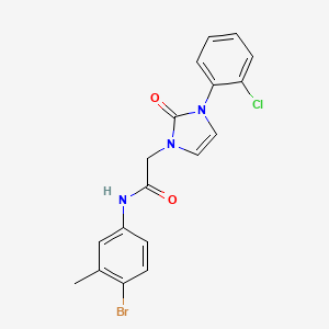molecular formula C18H15BrClN3O2 B3307494 N-(4-bromo-3-methylphenyl)-2-[3-(2-chlorophenyl)-2-oxo-2,3-dihydro-1H-imidazol-1-yl]acetamide CAS No. 933221-02-4