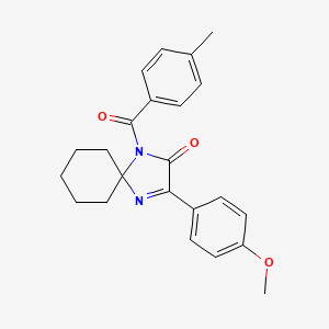 molecular formula C23H24N2O3 B3307501 3-(4-Methoxyphenyl)-1-(4-methylbenzoyl)-1,4-diazaspiro[4.5]dec-3-en-2-one CAS No. 933243-09-5