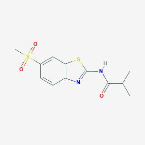 molecular formula C12H14N2O3S2 B330753 2-methyl-N-[6-(methylsulfonyl)-1,3-benzothiazol-2-yl]propanamide 