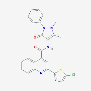 molecular formula C25H19ClN4O2S B330759 2-(5-chloro-2-thienyl)-N-(1,5-dimethyl-3-oxo-2-phenyl-2,3-dihydro-1H-pyrazol-4-yl)-4-quinolinecarboxamide 