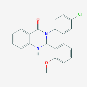 molecular formula C21H17ClN2O2 B330760 3-(4-chlorophenyl)-2-(2-methoxyphenyl)-2,3-dihydro-4(1H)-quinazolinone 