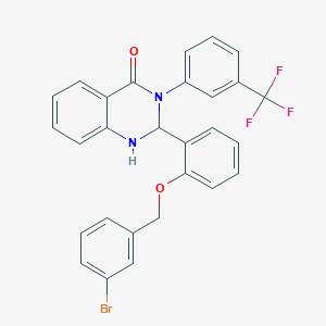 molecular formula C28H20BrF3N2O2 B330763 2-{2-[(3-bromobenzyl)oxy]phenyl}-3-[3-(trifluoromethyl)phenyl]-2,3-dihydro-4(1H)-quinazolinone 