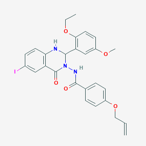 molecular formula C27H26IN3O5 B330769 4-(allyloxy)-N-(2-(2-ethoxy-5-methoxyphenyl)-6-iodo-4-oxo-1,4-dihydro-3(2H)-quinazolinyl)benzamide 