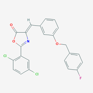 molecular formula C23H14Cl2FNO3 B330774 2-(2,5-dichlorophenyl)-4-{3-[(4-fluorobenzyl)oxy]benzylidene}-1,3-oxazol-5(4H)-one 