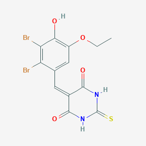 molecular formula C13H10Br2N2O4S B330785 5-(2,3-dibromo-5-ethoxy-4-hydroxybenzylidene)-2-thioxodihydro-4,6(1H,5H)-pyrimidinedione 