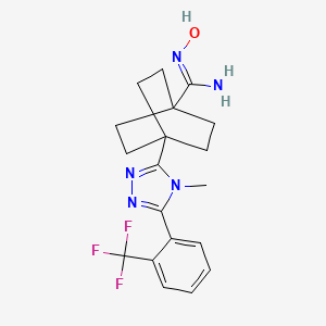 molecular formula C19H22F3N5O B3307909 N'-Hydroxy-4-{4-methyl-5-[2-(trifluoromethyl)phenyl]-4H-1,2,4-triazol-3-yl}bicyclo[2.2.2]octane-1-carboximidamide CAS No. 935273-85-1