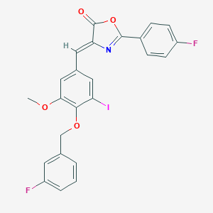 molecular formula C24H16F2INO4 B330793 4-{4-[(3-fluorobenzyl)oxy]-3-iodo-5-methoxybenzylidene}-2-(4-fluorophenyl)-1,3-oxazol-5(4H)-one 