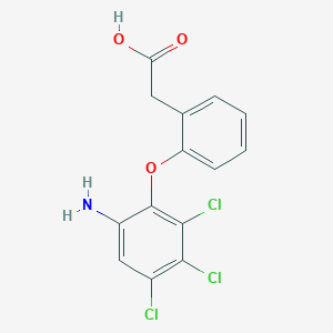 molecular formula C14H10Cl3NO3 B3307936 2-(2-(6-Amino-2,3,4-trichlorophenoxy)phenyl)acetic acid CAS No. 93566-10-0
