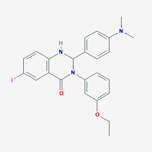 molecular formula C24H24IN3O2 B330806 2-[4-(dimethylamino)phenyl]-3-(3-ethoxyphenyl)-6-iodo-2,3-dihydro-4(1H)-quinazolinone 