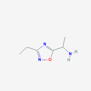 molecular formula C6H11N3O B3308084 1-(3-Ethyl-1,2,4-oxadiazol-5-yl)ethanamine CAS No. 936940-40-8