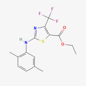 molecular formula C15H15F3N2O2S B3308153 Ethyl 2-[(2,5-dimethylphenyl)amino]-4-(trifluoromethyl)-1,3-thiazole-5-carboxylate CAS No. 937597-92-7
