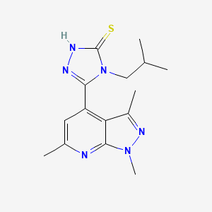 molecular formula C15H20N6S B3308188 4-Isobutyl-5-(1,3,6-trimethyl-1H-pyrazolo[3,4-B]pyridin-4-YL)-4H-1,2,4-triazole-3-thiol CAS No. 937598-10-2