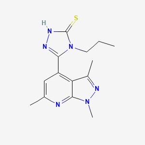 molecular formula C14H18N6S B3308201 4-propyl-5-(1,3,6-trimethyl-1H-pyrazolo[3,4-b]pyridin-4-yl)-4H-1,2,4-triazole-3-thiol CAS No. 937598-34-0