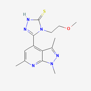 molecular formula C14H18N6OS B3308209 4-(2-methoxyethyl)-5-(1,3,6-trimethyl-1H-pyrazolo[3,4-b]pyridin-4-yl)-4H-1,2,4-triazole-3-thiol CAS No. 937598-37-3