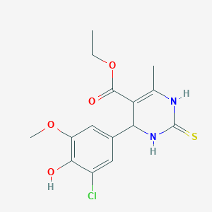 molecular formula C15H17ClN2O4S B330822 Ethyl 4-(3-chloro-4-hydroxy-5-methoxyphenyl)-6-methyl-2-thioxo-1,2,3,4-tetrahydropyrimidine-5-carboxylate 