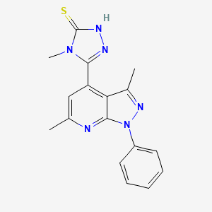 molecular formula C17H16N6S B3308221 5-(3,6-dimethyl-1-phenyl-1H-pyrazolo[3,4-b]pyridin-4-yl)-4-methyl-4H-1,2,4-triazole-3-thiol CAS No. 937598-46-4