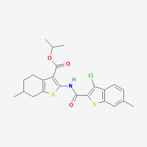 molecular formula C23H24ClNO3S2 B330824 Isopropyl 2-{[(3-chloro-6-methyl-1-benzothien-2-yl)carbonyl]amino}-6-methyl-4,5,6,7-tetrahydro-1-benzothiophene-3-carboxylate 