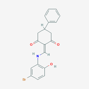 molecular formula C19H16BrNO3 B330827 2-[(5-bromo-2-hydroxyanilino)methylidene]-5-phenylcyclohexane-1,3-dione 