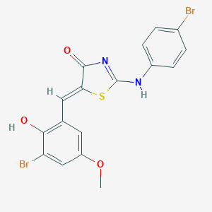 molecular formula C17H12Br2N2O3S B330831 (5Z)-2-(4-bromoanilino)-5-[(3-bromo-2-hydroxy-5-methoxyphenyl)methylidene]-1,3-thiazol-4-one 