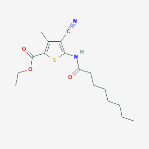molecular formula C17H24N2O3S B330833 Ethyl 4-cyano-3-methyl-5-(octanoylamino)thiophene-2-carboxylate 