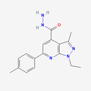 molecular formula C17H19N5O B3308379 1-Ethyl-3-methyl-6-(p-tolyl)-1H-pyrazolo[3,4-b]pyridine-4-carbohydrazide CAS No. 938001-15-1