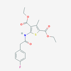molecular formula C19H20FNO5S B330840 Diethyl 5-{[(4-fluorophenyl)acetyl]amino}-3-methyl-2,4-thiophenedicarboxylate 