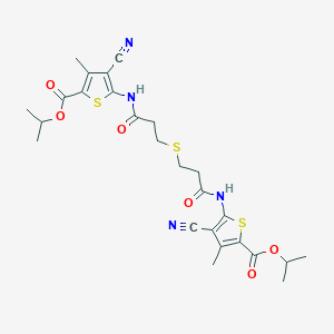 molecular formula C26H30N4O6S3 B330841 Isopropyl 4-cyano-5-({3-[(3-{[3-cyano-5-(isopropoxycarbonyl)-4-methyl-2-thienyl]amino}-3-oxopropyl)sulfanyl]propanoyl}amino)-3-methyl-2-thiophenecarboxylate 