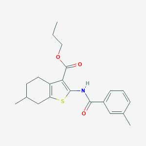 molecular formula C21H25NO3S B330849 Propyl 6-methyl-2-[(3-methylbenzoyl)amino]-4,5,6,7-tetrahydro-1-benzothiophene-3-carboxylate 