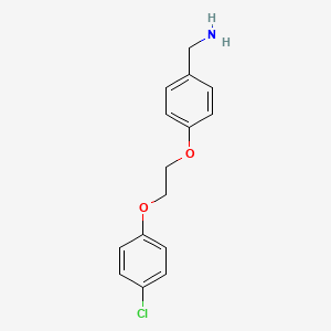 molecular formula C15H16ClNO2 B3308497 {4-[2-(4-Chlorophenoxy)ethoxy]phenyl}methanamine CAS No. 938321-02-9
