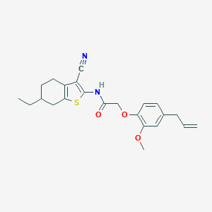 molecular formula C23H26N2O3S B330852 2-(4-allyl-2-methoxyphenoxy)-N-(3-cyano-6-ethyl-4,5,6,7-tetrahydro-1-benzothiophen-2-yl)acetamide 