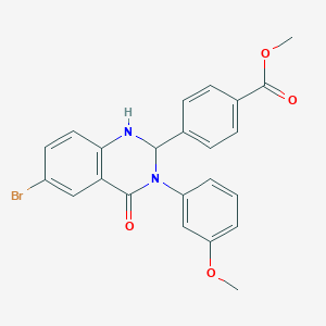 molecular formula C23H19BrN2O4 B330854 Methyl 4-[6-bromo-3-(3-methoxyphenyl)-4-oxo-1,2,3,4-tetrahydro-2-quinazolinyl]benzoate 