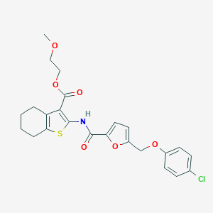 molecular formula C24H24ClNO6S B330855 2-Methoxyethyl 2-({5-[(4-chlorophenoxy)methyl]-2-furoyl}amino)-4,5,6,7-tetrahydro-1-benzothiophene-3-carboxylate 