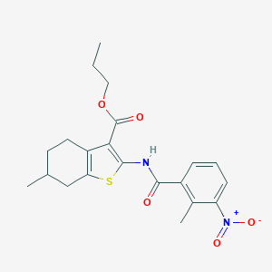 molecular formula C21H24N2O5S B330863 Propyl 2-({3-nitro-2-methylbenzoyl}amino)-6-methyl-4,5,6,7-tetrahydro-1-benzothiophene-3-carboxylate 