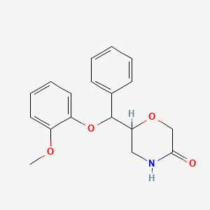 molecular formula C18H19NO4 B3308644 6-((2-Methoxyphenoxy)(phenyl)methyl)morpholin-3-one CAS No. 93886-31-8