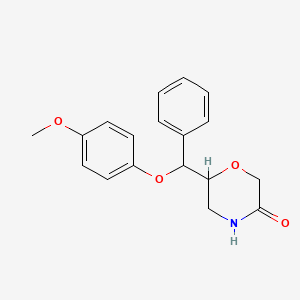 molecular formula C18H19NO4 B3308667 6-((4-Methoxyphenoxy)(phenyl)methyl)morpholin-3-one CAS No. 93886-36-3