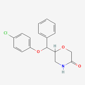 molecular formula C17H16ClNO3 B3308668 6-((4-Chlorophenoxy)(phenyl)methyl)morpholin-3-one CAS No. 93886-37-4