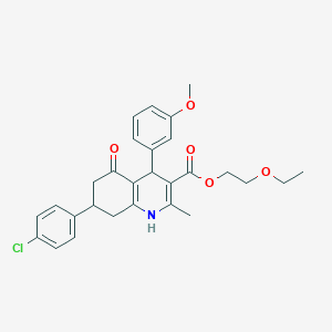 2-Ethoxyethyl 7-(4-chlorophenyl)-4-(3-methoxyphenyl)-2-methyl-5-oxo-1,4,5,6,7,8-hexahydroquinoline-3-carboxylate