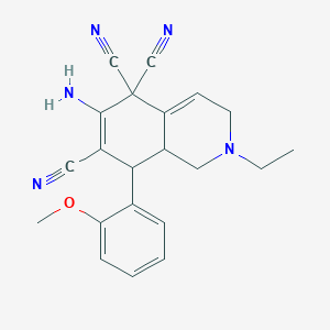 molecular formula C21H21N5O B330874 6-amino-2-ethyl-8-(2-methoxyphenyl)-2,3,8,8a-tetrahydro-5,5,7(1H)-isoquinolinetricarbonitrile 