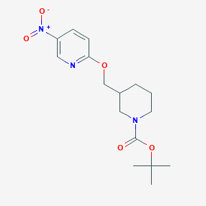 molecular formula C16H23N3O5 B3308824 3-(5-Nitro-pyridin-2-yloxymethyl)-piperidine-1-carboxylic acid tert-butyl ester CAS No. 939986-61-5