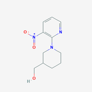 molecular formula C11H15N3O3 B3308832 (3'-Nitro-3,4,5,6-tetrahydro-2H-[1,2']bipyridinyl-3-yl)-methanol CAS No. 939986-67-1