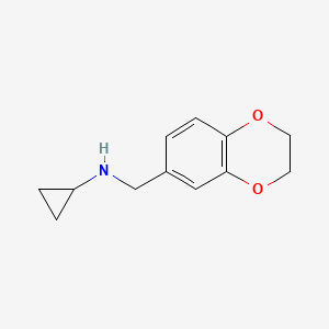 molecular formula C12H15NO2 B3308877 Cyclopropyl-(2,3-dihydro-benzo[1,4]dioxin-6-ylmethyl)-amine CAS No. 940364-42-1