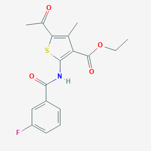 molecular formula C17H16FNO4S B330888 Ethyl 5-acetyl-2-[(3-fluorobenzoyl)amino]-4-methyl-3-thiophenecarboxylate 