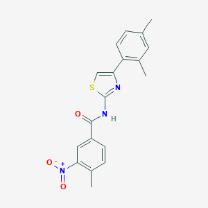 molecular formula C19H17N3O3S B330895 N-[4-(2,4-dimethylphenyl)-1,3-thiazol-2-yl]-4-methyl-3-nitrobenzamide 