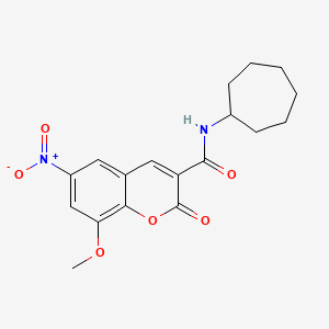 N-cycloheptyl-8-methoxy-6-nitro-2-oxo-2H-chromene-3-carboxamide