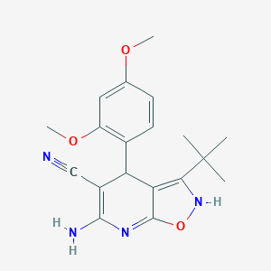 molecular formula C19H22N4O3 B330899 6-amino-3-tert-butyl-4-(2,4-dimethoxyphenyl)-2,4-dihydro-[1,2]oxazolo[5,4-b]pyridine-5-carbonitrile 