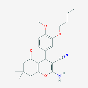 2-amino-4-(3-butoxy-4-methoxyphenyl)-7,7-dimethyl-5-oxo-5,6,7,8-tetrahydro-4H-chromene-3-carbonitrile
