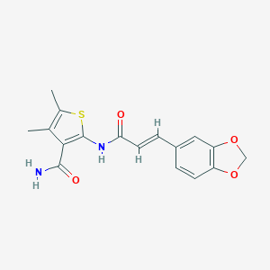 molecular formula C17H16N2O4S B330905 2-{[3-(1,3-Benzodioxol-5-yl)acryloyl]amino}-4,5-dimethyl-3-thiophenecarboxamide 